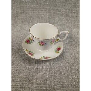 Crown Royal Essex Bone China Teacup & Saucer Set Pink Blue Yellow Flowers E9